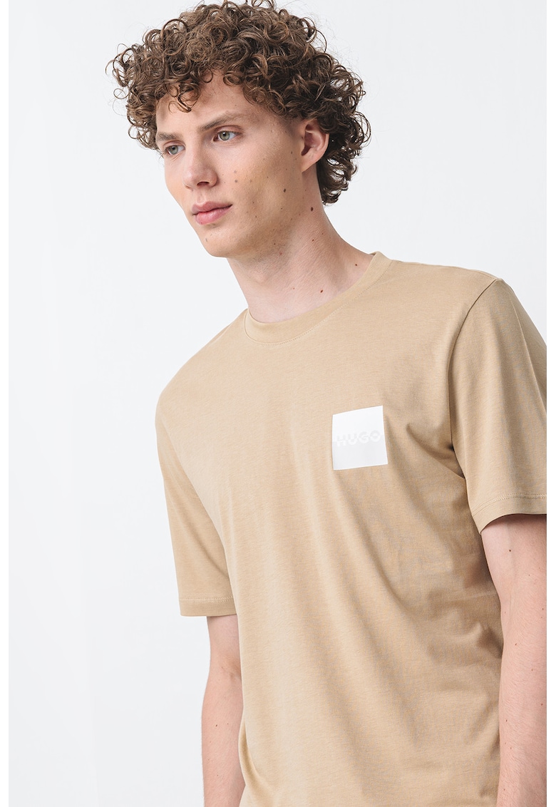 Памучна тениска с овално деколте HUGO