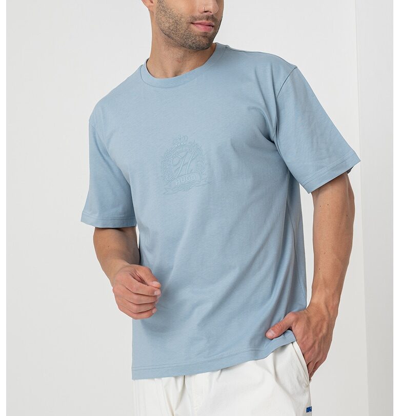 Памучна тениска с овално деколте HUGO