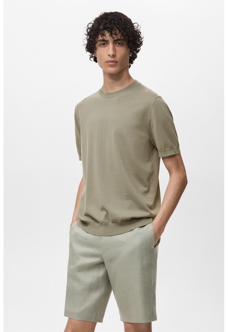 Памучна тениска с овално деколте Mango