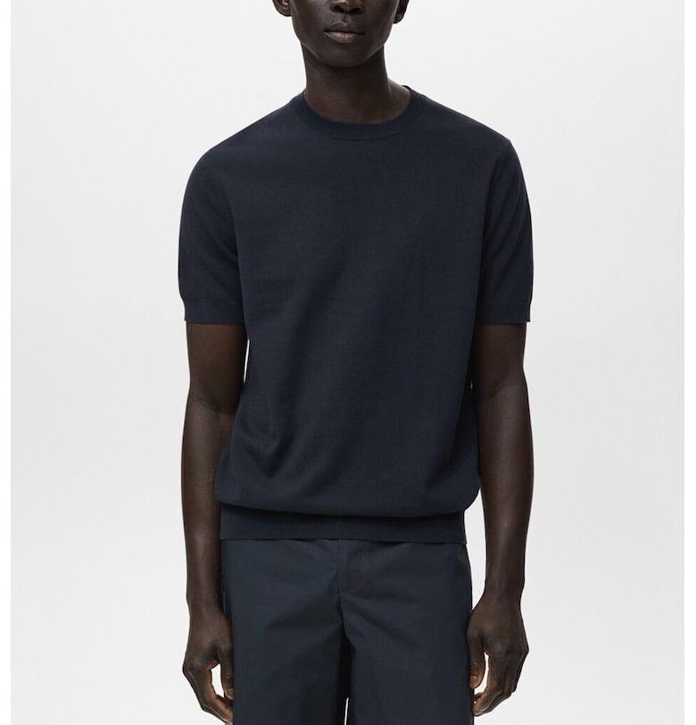 Памучна тениска с овално деколте Mango