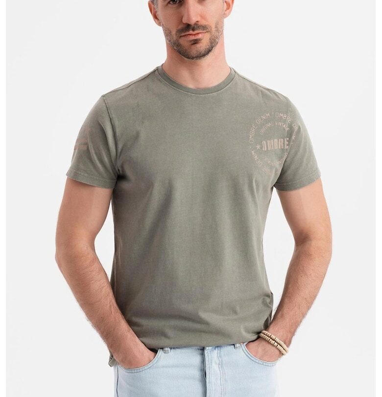 Памучна тениска с овално деколте OMBRE