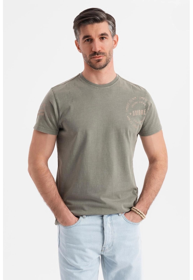 Памучна тениска с овално деколте OMBRE