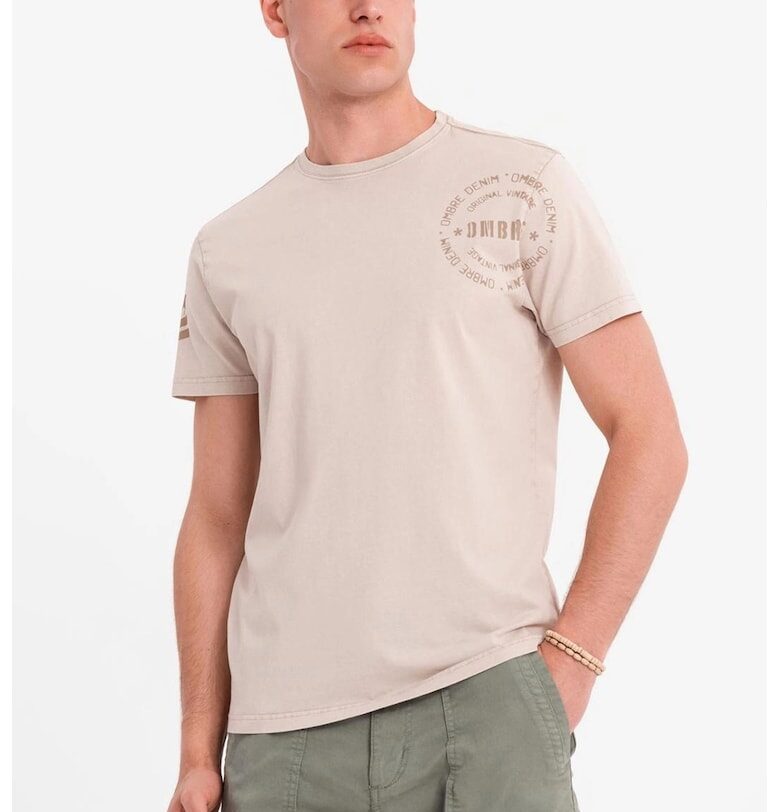 Памучна тениска с овално деколте OMBRE