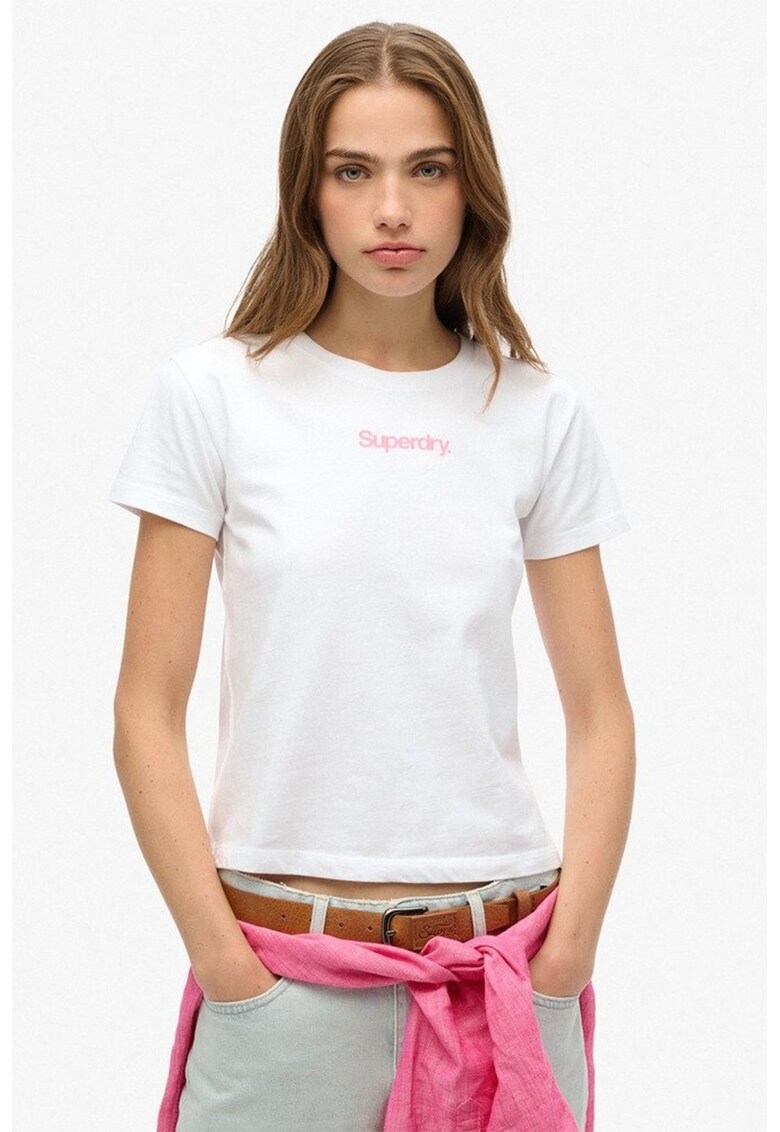 Памучна тениска с овално деколте SUPERDRY
