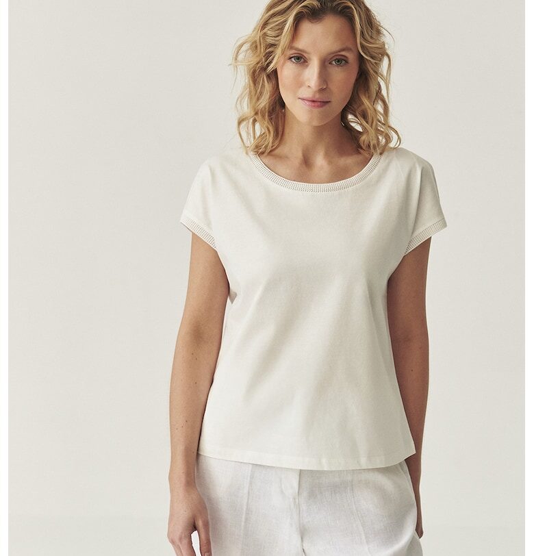 Памучна тениска с овално деколте Tatuum