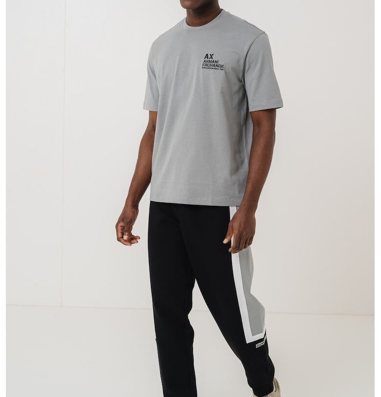 Памучна тениска с овално деколте и лого ARMANI EXCHANGE