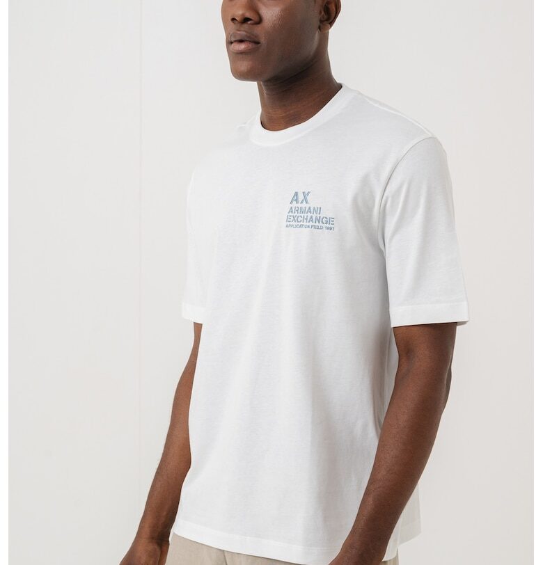 Памучна тениска с овално деколте и лого ARMANI EXCHANGE