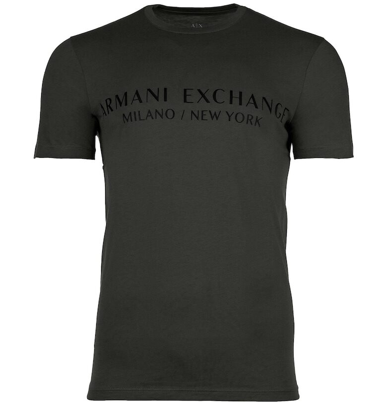 Памучна тениска с овално деколте и лого ARMANI EXCHANGE
