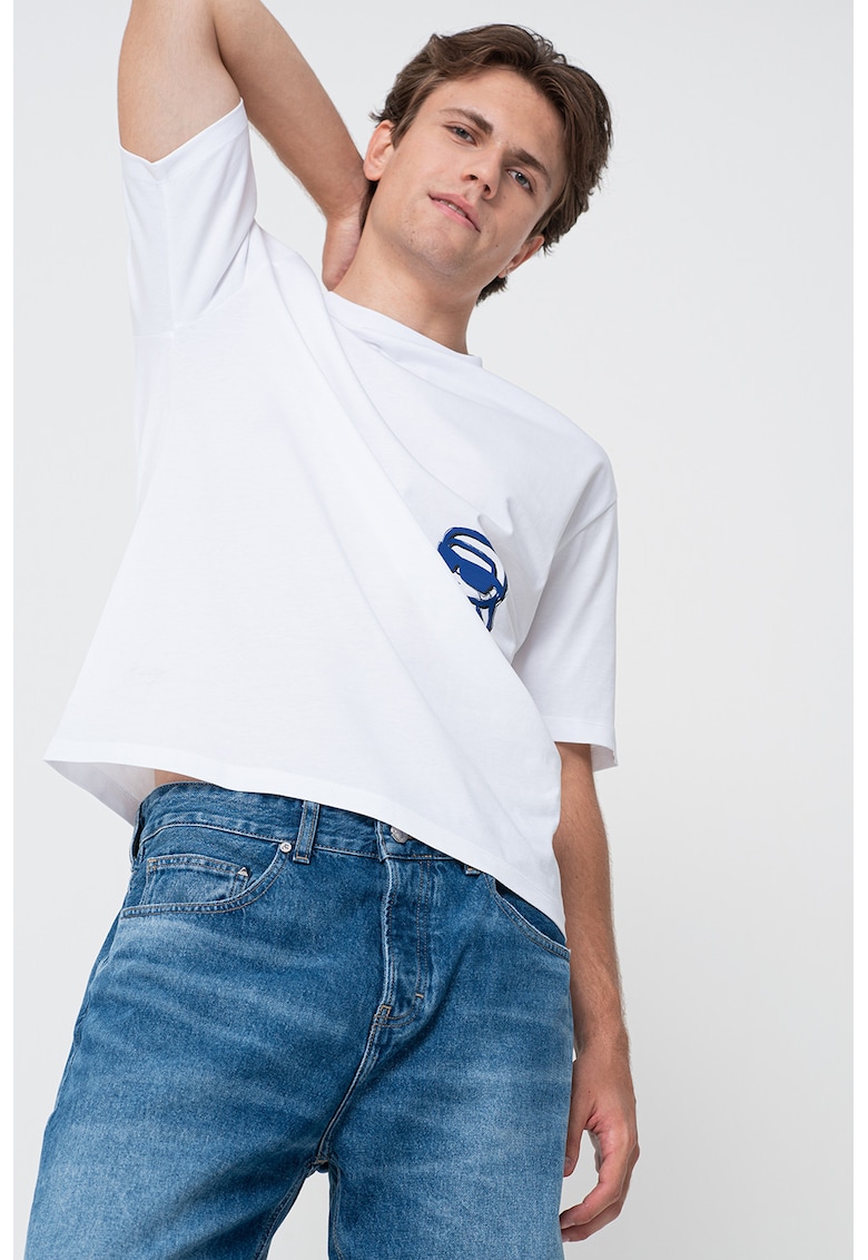 Памучна тениска с овално деколте и лого Karl Lagerfeld