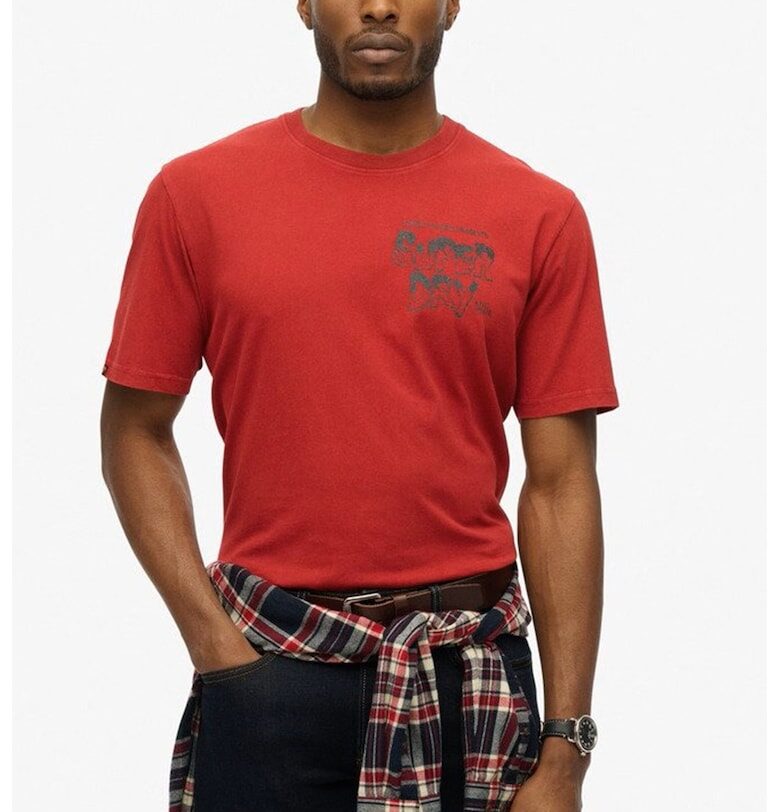 Памучна тениска с овално деколте и лого на гърба SD0APM1012124A000000 SUPERDRY