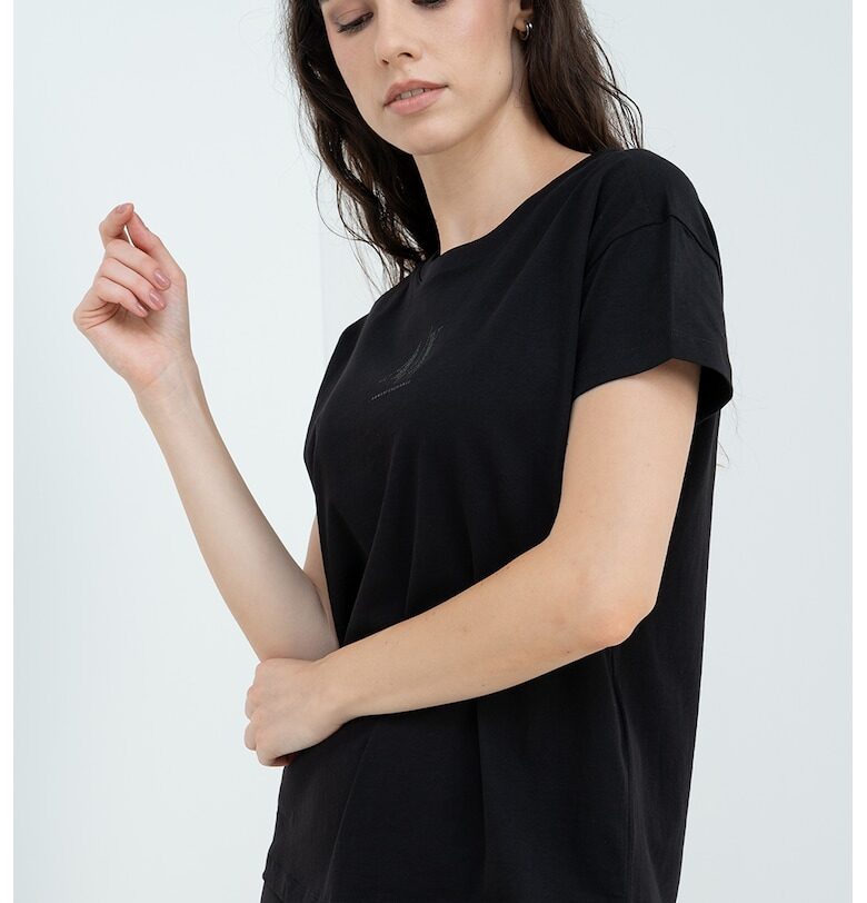 Памучна тениска с паднали ръкави ARMANI EXCHANGE