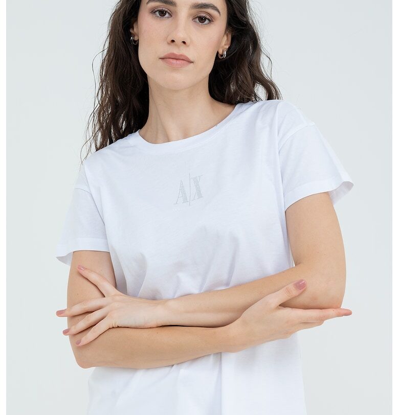 Памучна тениска с паднали ръкави ARMANI EXCHANGE