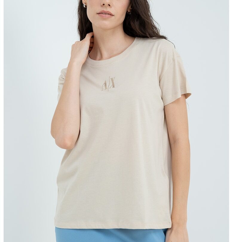 Памучна тениска с паднали ръкави ARMANI EXCHANGE