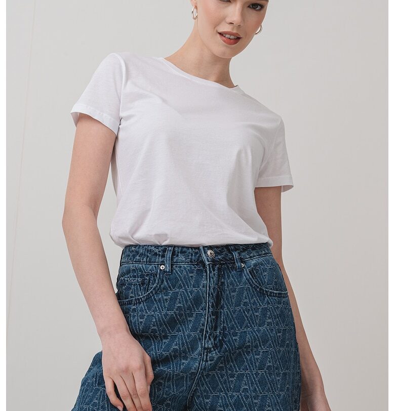 Памучна тениска с паднали ръкави ARMANI EXCHANGE