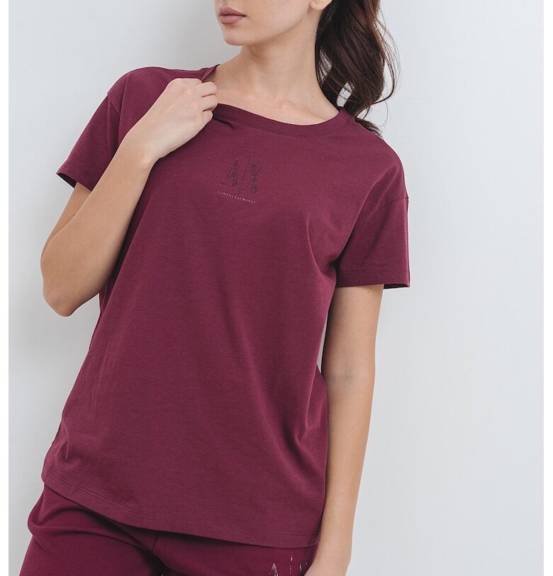 Памучна тениска с паднали ръкави ARMANI EXCHANGE