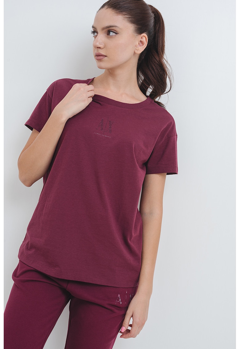 Памучна тениска с паднали ръкави ARMANI EXCHANGE