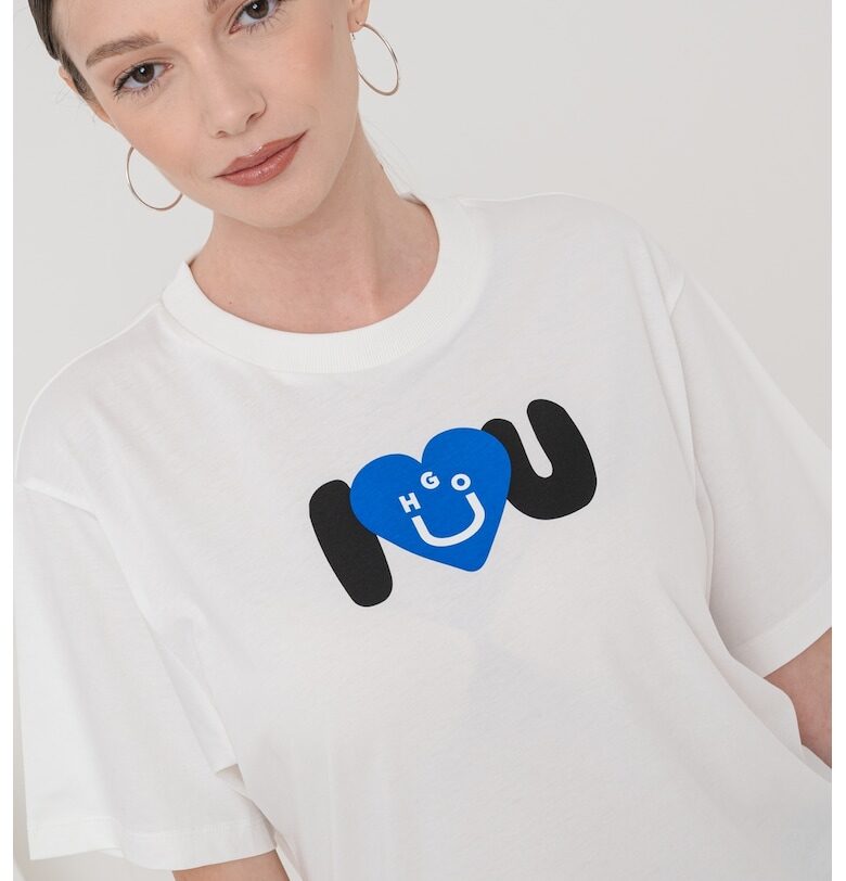 Памучна тениска с принт HUGO