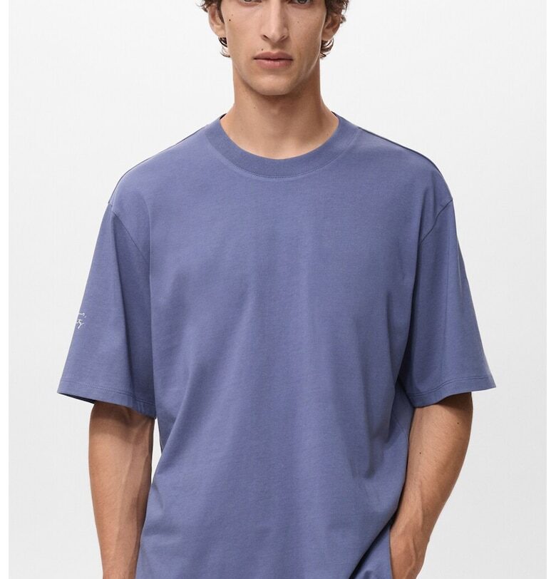 Памучна тениска с принт на гъбра Mango