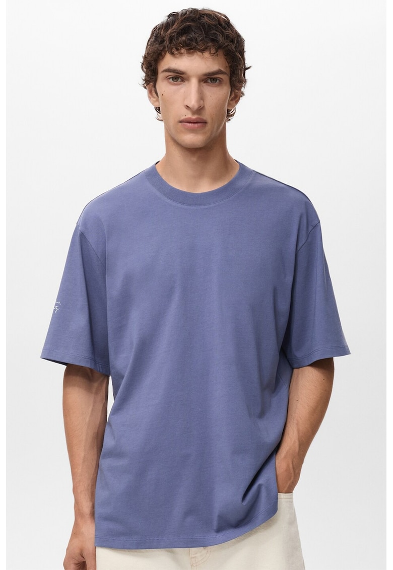 Памучна тениска с принт на гъбра Mango