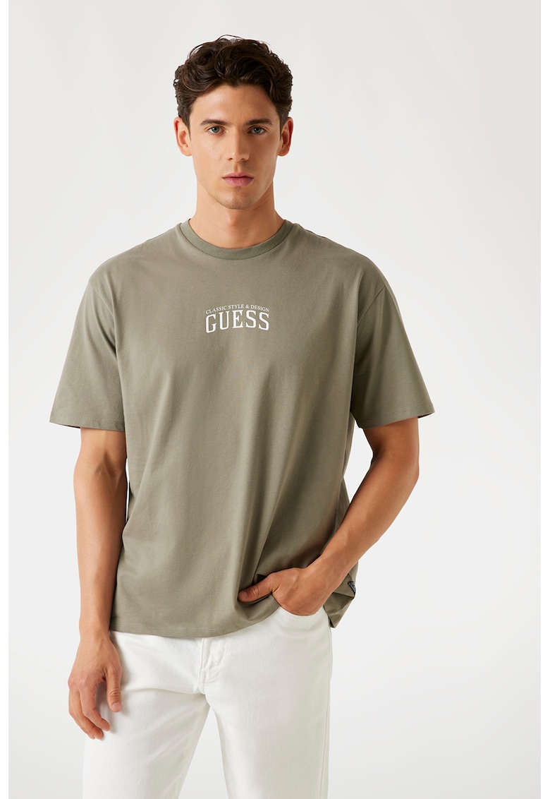 Памучна тениска с принт на гърба GUESS