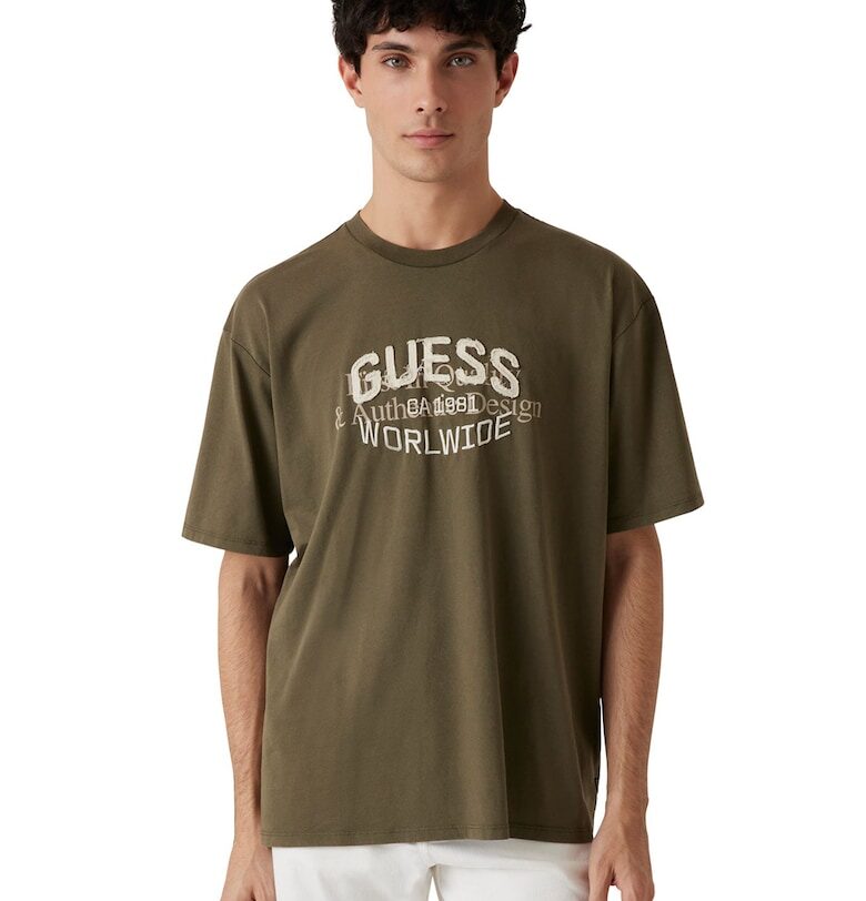 Памучна тениска с пришито лого GUESS