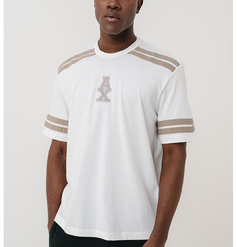 Памучна тениска с райе ARMANI EXCHANGE