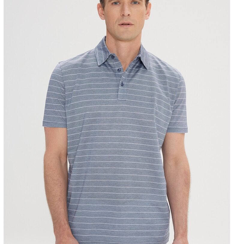 Памучна тениска с райе и яка ACCo