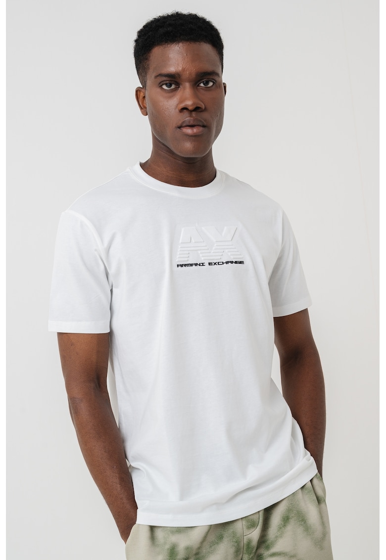 Памучна тениска с релефно лого ARMANI EXCHANGE