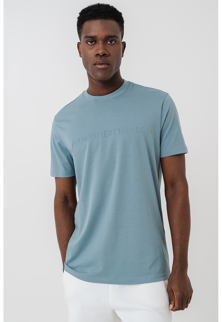 Памучна тениска с релефно лого ARMANI EXCHANGE