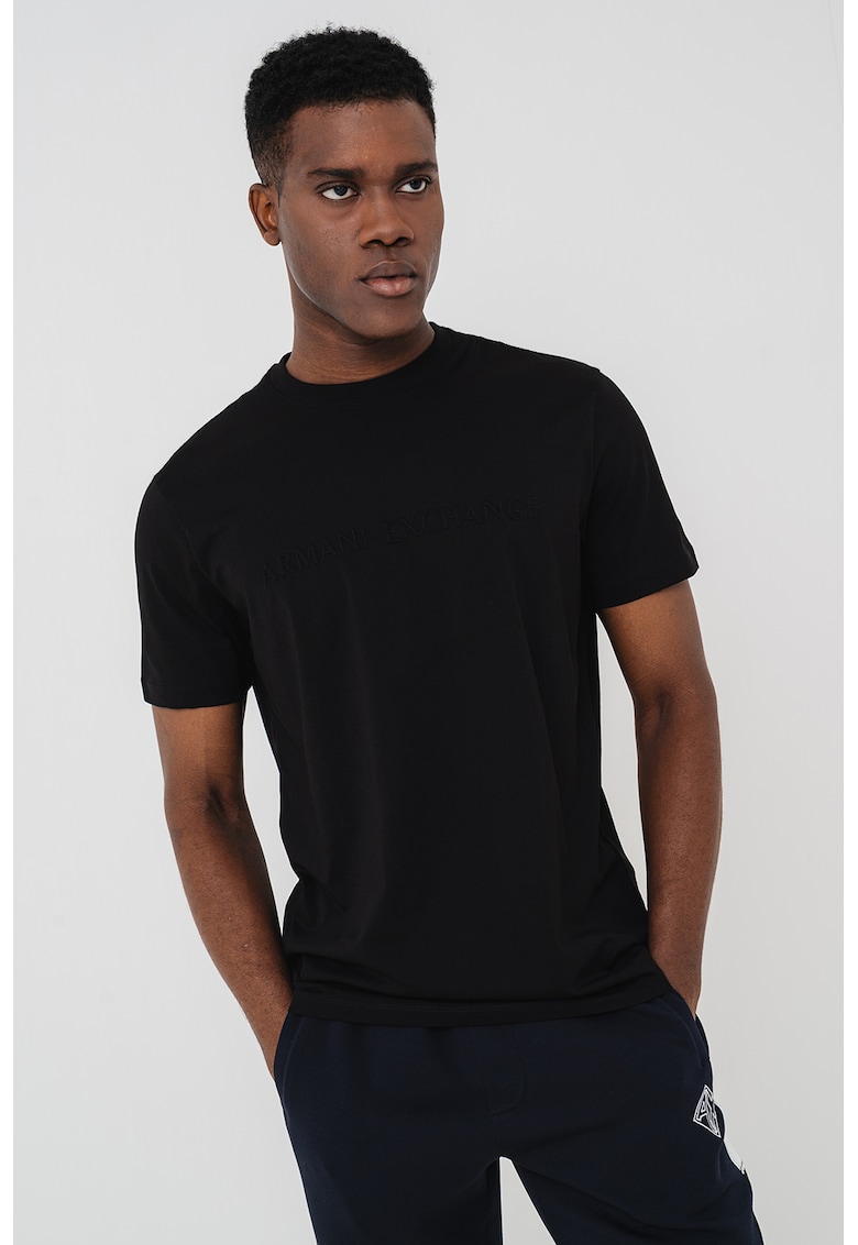 Памучна тениска с релефно лого ARMANI EXCHANGE
