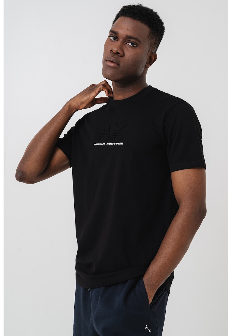 Памучна тениска с релефно лого ARMANI EXCHANGE