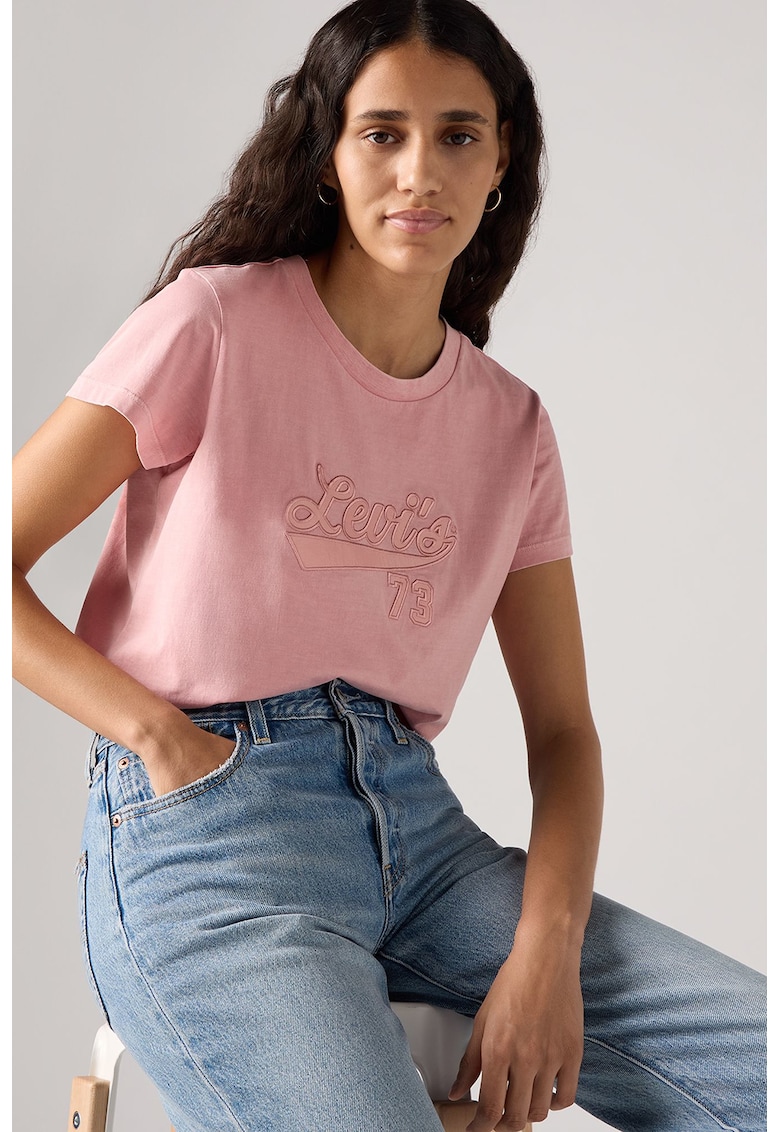 Памучна тениска с релефно лого Levis