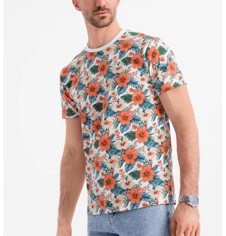 Памучна тениска с флорален принт OMBRE