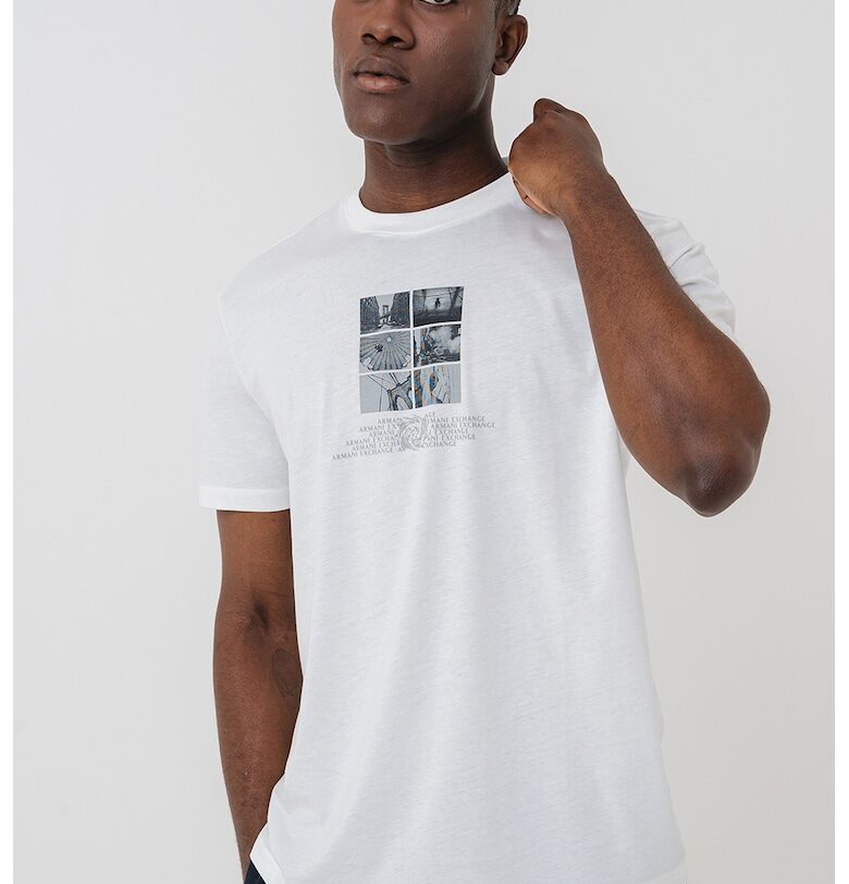 Памучна тениска с фотопринт и лого ARMANI EXCHANGE