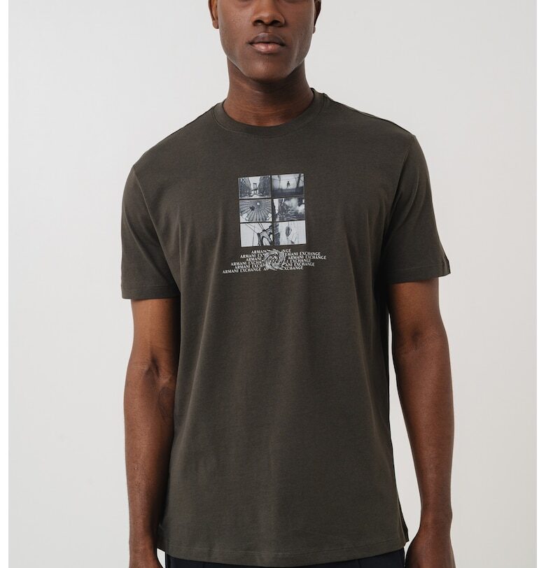 Памучна тениска с фотопринт и лого ARMANI EXCHANGE