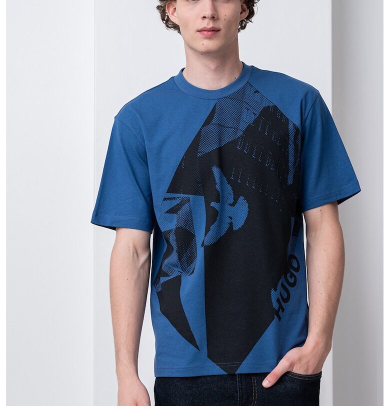 Памучна тениска с шарка HUGO