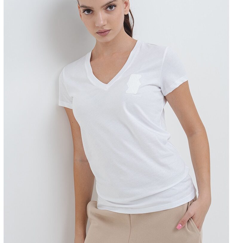 Памучна тениска с шпиц ARMANI EXCHANGE