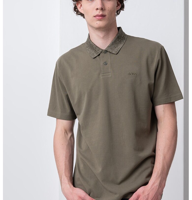 Памучна тениска с яка BOSS