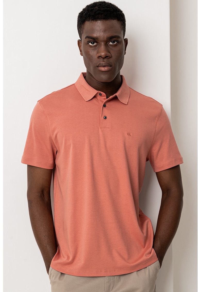 Памучна тениска с яка CALVIN KLEIN