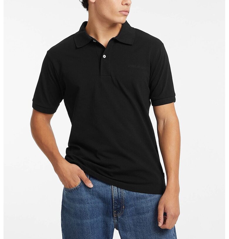 Памучна тениска с яка GUESS JEANS