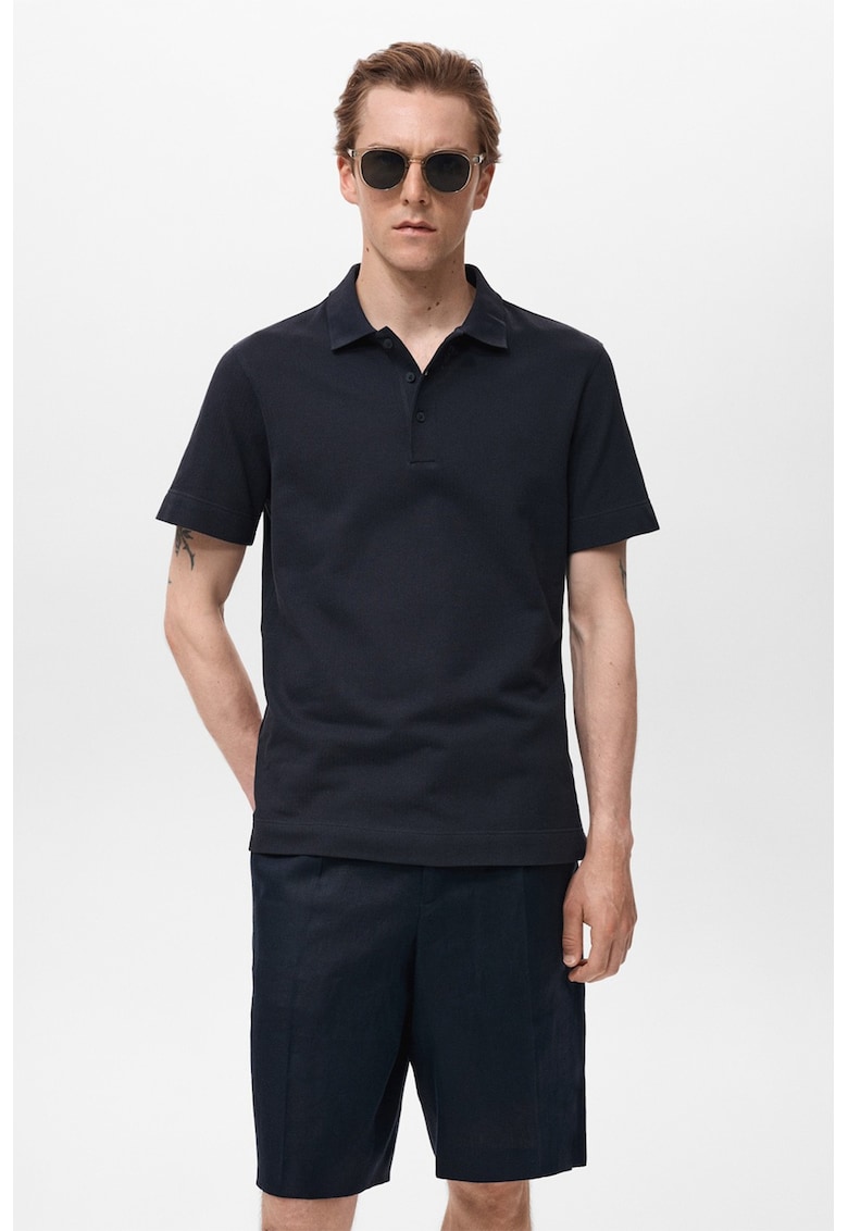 Памучна тениска с яка Mango