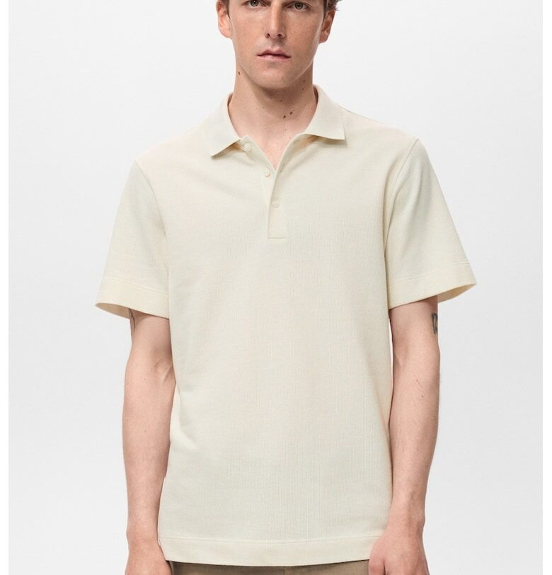 Памучна тениска с яка Mango