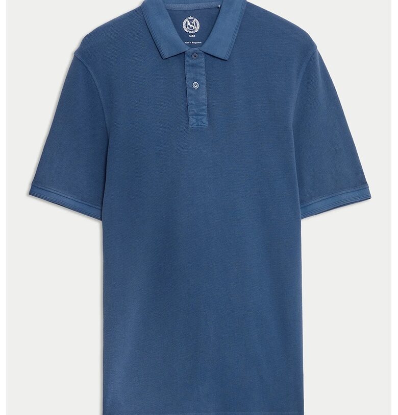 Памучна тениска с яка Marks  Spencer