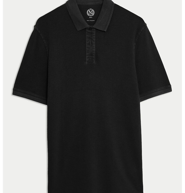 Памучна тениска с яка Marks  Spencer