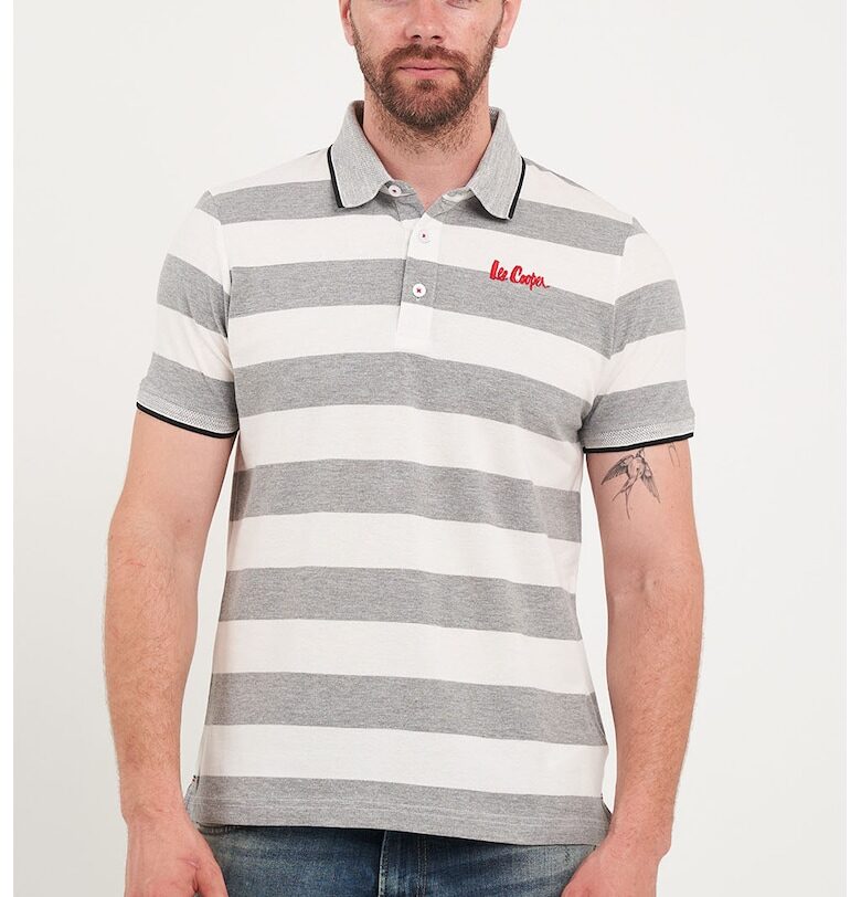 Памучна тениска с яка и райе Lee Cooper