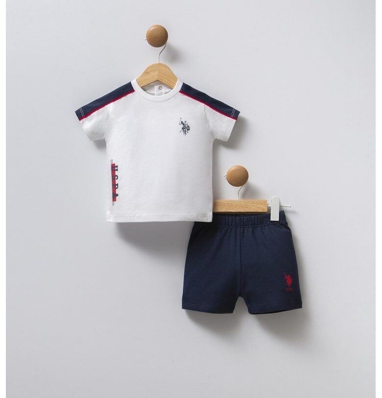 Памучна тениска с яка и шорти US Polo Assn