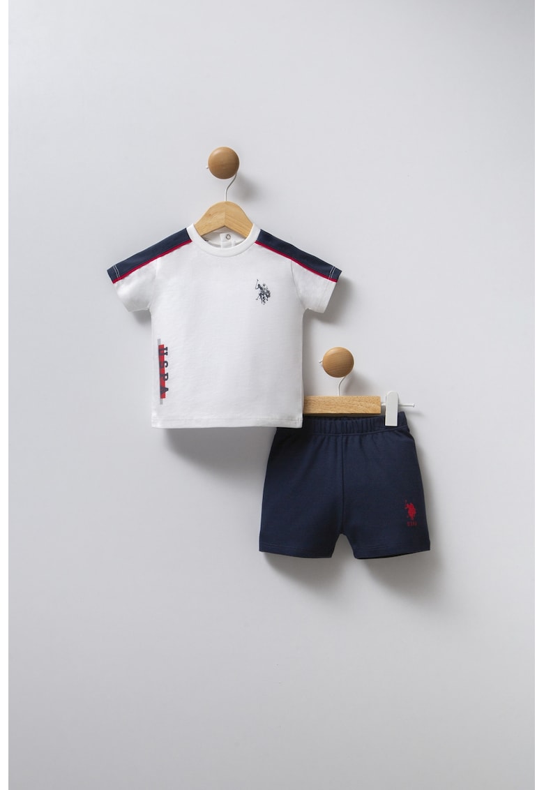 Памучна тениска с яка и шорти US Polo Assn