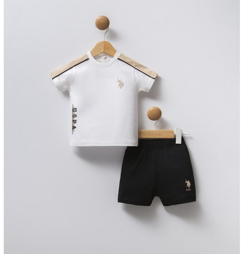 Памучна тениска с яка и шорти US Polo Assn