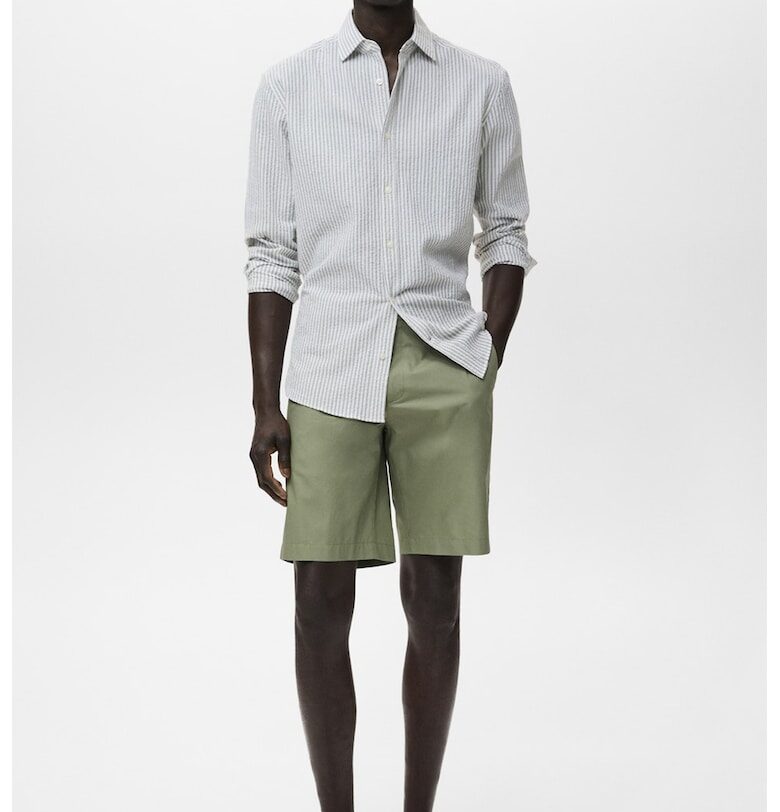 Памучни бермуди с еластична лента на талията Mango