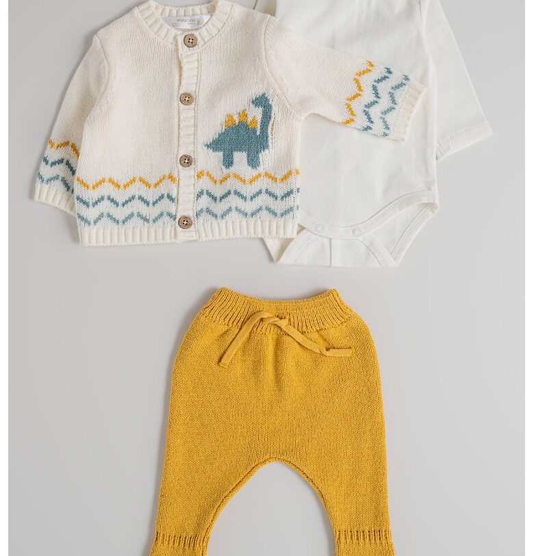 Памучни плетени жилетка - ританки и гащеризон - 3 части Mayoral